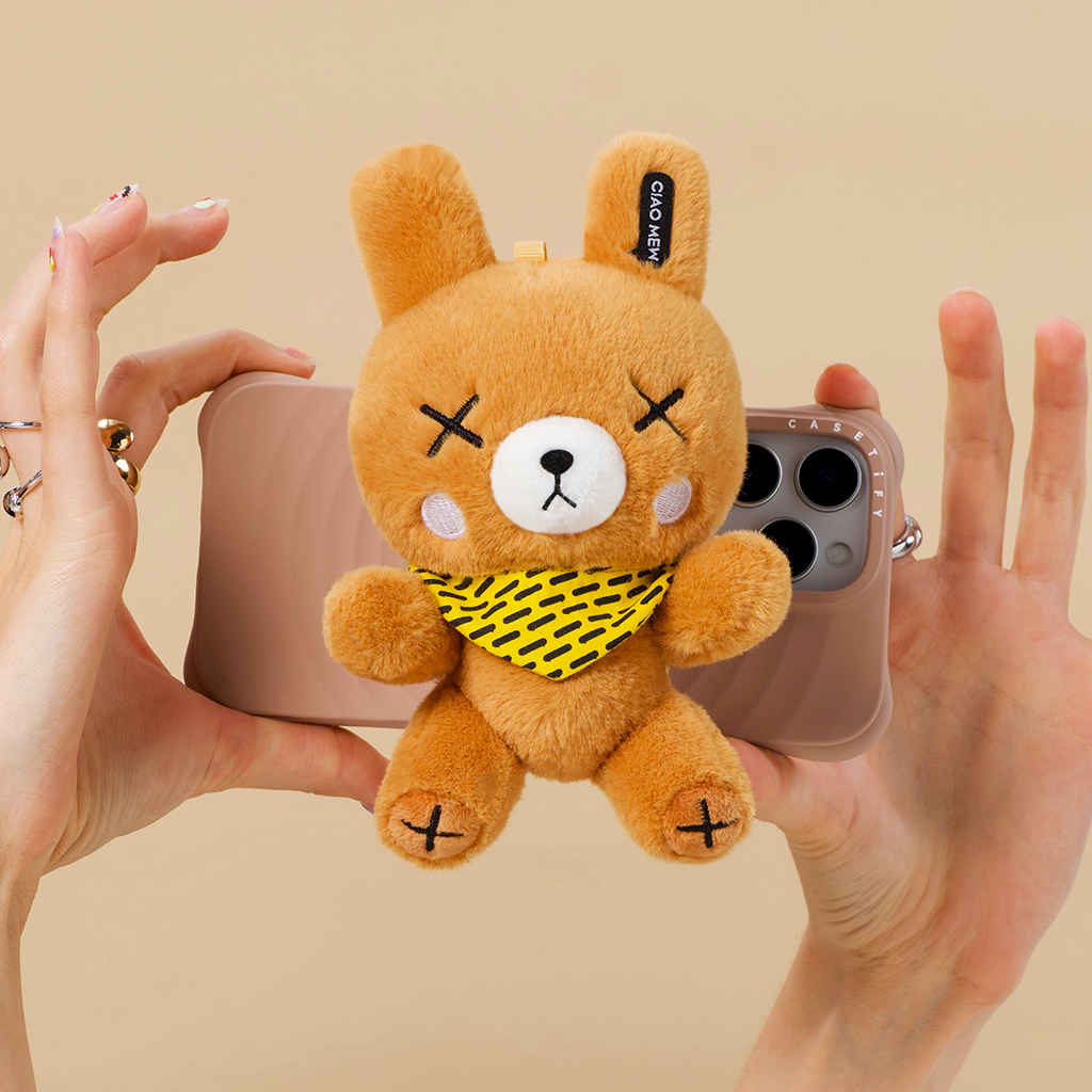 Plush Phone Stand in Brown | Magnetic Desk Buddy for Energy & Vibe