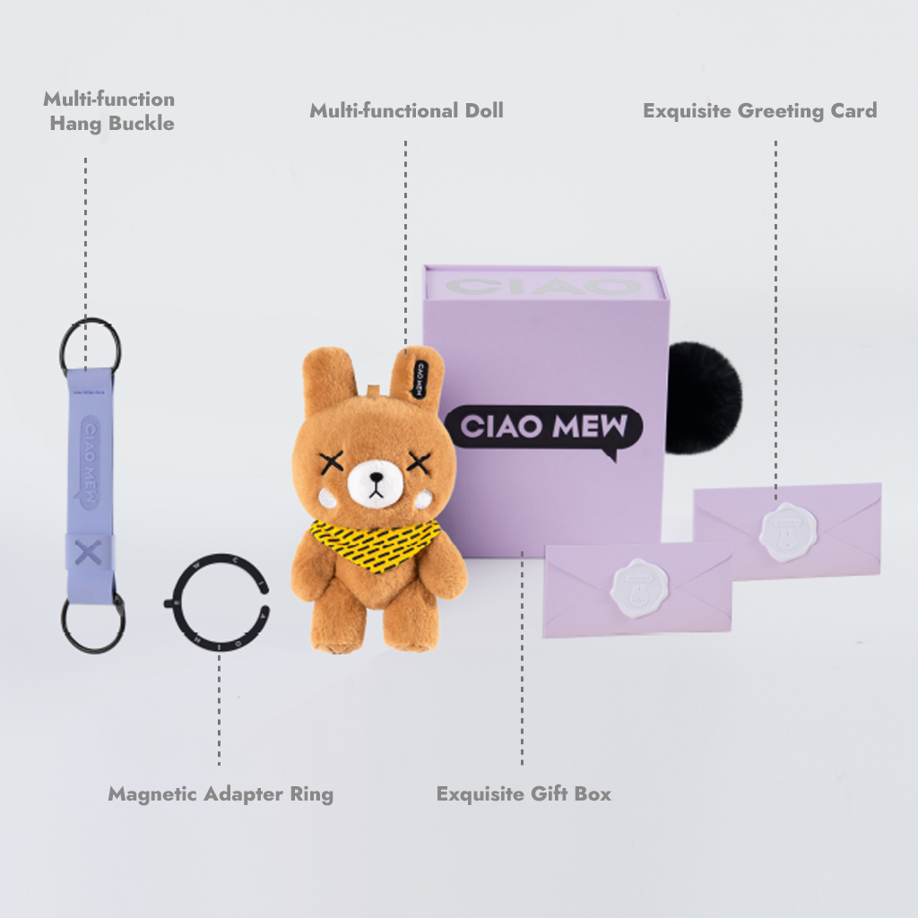 Plush Phone Stand in Brown | Magnetic Desk Buddy for Energy & Vibe